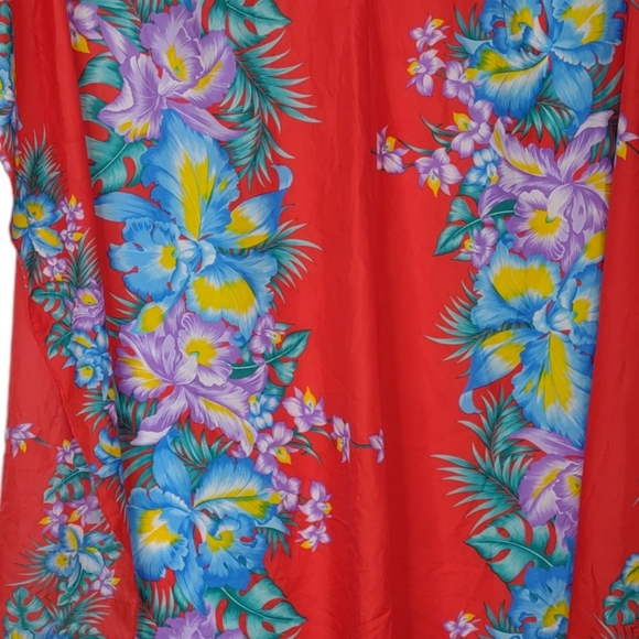 Royal Creations Sarong Wrap Red with Hawaiian Floral made in Hawaii Vintage - Picture 15 of 15
